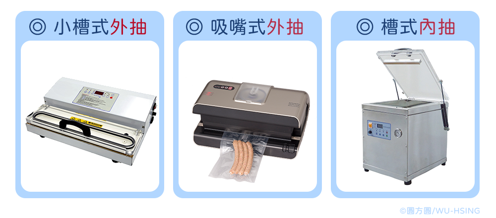 槽式內抽真空封口機,吸嘴式外抽真空封口機,小槽式外抽真空封口機
